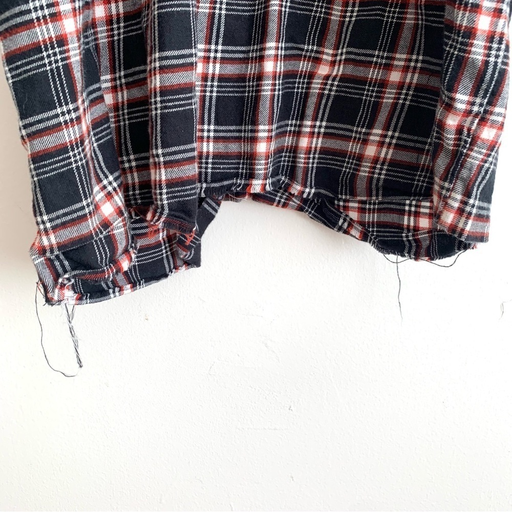 & Other Stories Plaid Long Sleeve Oversized Long Sleeve Raw Hem Mini Dress - Picture 2 of 7